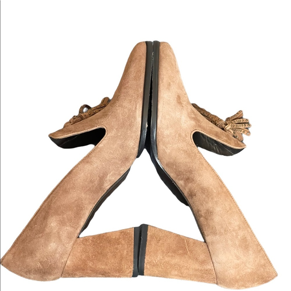 Stuart Weizman Broom Tassel Suede Block-Heel Pump… - image 5